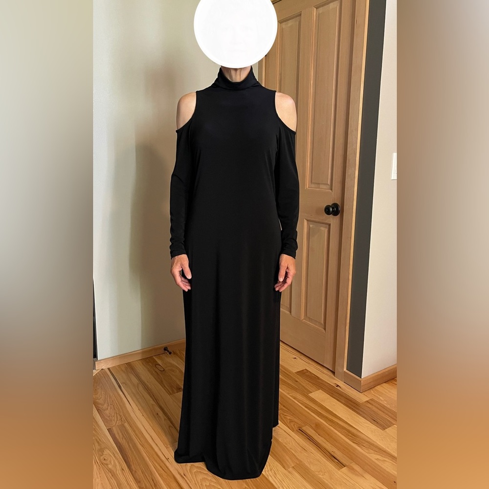 Black cold shoulder maxi dress